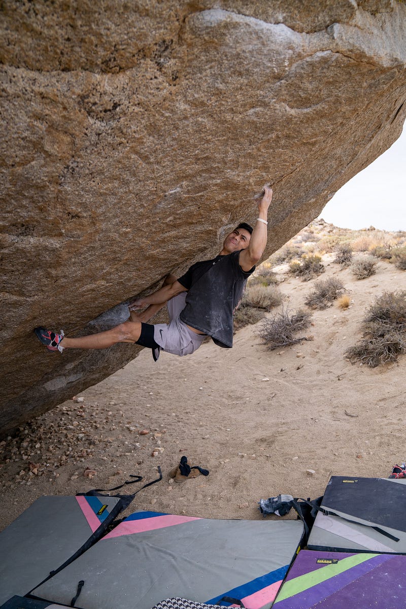 david liang trying spectre v13 in bishop california meet the climber kaya guide gps