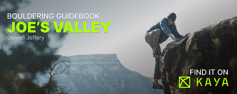 Joes Valley Bouldering KAYA climbing GPS guidebook.