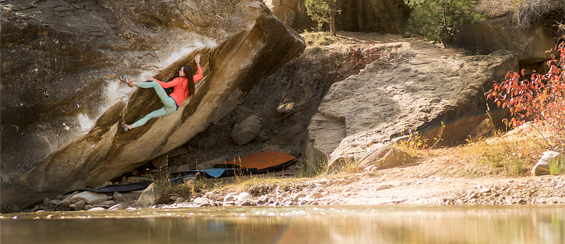 Joes Valley Bouldering on Low Tide v6 using KAYA climbing GPS guidebook.