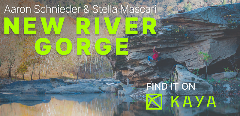 New River Gorge Bouldering KAYA guide GPS climbing guidebook.