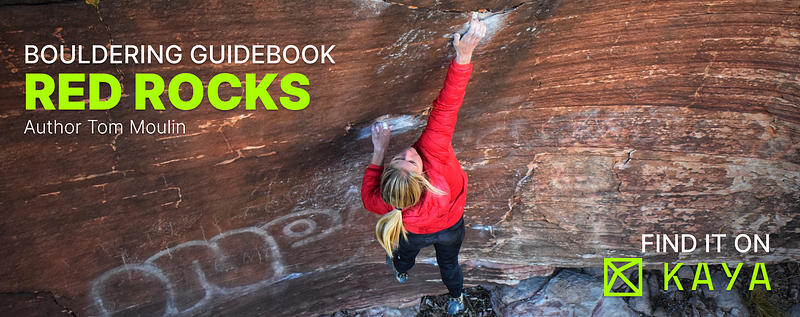 Red Rock Bouldering KAYA climbing GPS guidebook by Tom Moulin on sandstone.